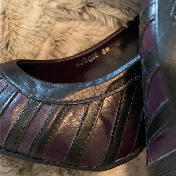 Sexy purple leather pointy stilettos vintage new - Picture 6 of 6